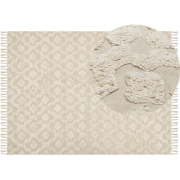 AKSARAY - Laagpolig vloerkleed - Lichtbeige - 160 x 230 cm - Katoen