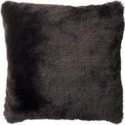 ZAYA - Kussenhoes 60x60 cm - bontlook - effen kleur - Raven - zwart