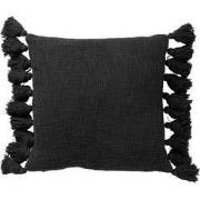 RUBY - Kussenhoes 45x45 cm - 100% katoen - met flosjes - Raven - zwart