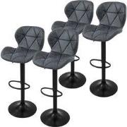 Set van 2 barkrukken 2x antraciet kunstlederen bekleding met rugleunin...