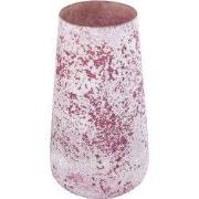 PTMD Windlicht Marcy - 16x16x30 cm - Glas - Roze