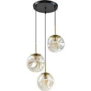 QUVIO Hanglamp eettafel - 3 lichtspunten - Glazen bollen - Rond - Meta...