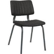 LABEL51 Eetkamerstoel Gusto - Zwart - Kunstleder - Zwart Metalen Frame
