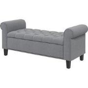 Klassieke Bedbank met Knoopstiksel 48x126x57 cm - Grijs