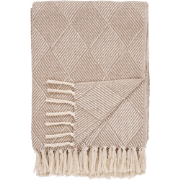 Ivory plaid beige met franjes - 180 x 130 cm