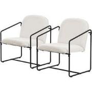 Set van 2 fauteuils Beige met zwart stalen frame Relax fauteuil met ar...