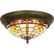 Lumilamp Plafondlamp Tiffany Ø 38x19 cm Bruin Beige Glas