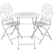 Clayre & Eef Bistroset Bistrotafel Bistrostoel 3-delig Ø 60x70 Wit IJz...