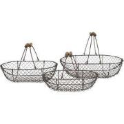 Clayre & Eef Opbergmand Set van 3 38x22x10 cm Bruin IJzer