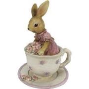 Clayre & Eef Beeld Konijn 8x8x11 cm Bruin Beige Kunststof