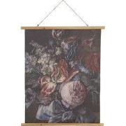 Clayre & Eef Wandkleed 80x100 cm Zwart Roze Hout Bloemen
