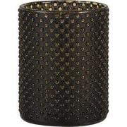 Clayre & Eef Theelichthouder Ø 8x10 cm Zwart Glas