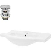 Wastafel incl. zilveren kabelwaste met overloop 86x51,5x21,5 cm wit ke...