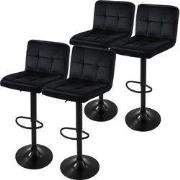Set van 2 barkrukken 2x zwart fluwelen bekleding met rugleuning en voe...