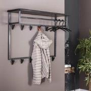 Hoyz - Kapstok Yucon Hoog - 12 Haken - Hoedenplank - Massief Acaciahou...