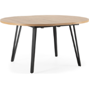 Uitschuifbare ronde tafel van 120 tot 150 cm met zwarte metalen poten ...