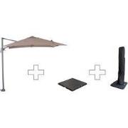 Zweefparasol Hawaii S - met voet en hoes - Taupe - 250 x 250 cm