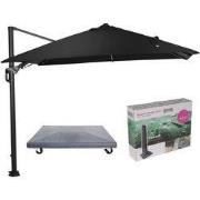 Hawaii Lumen parasol - zwart doek - incl. 90 kg voet en hoes