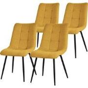Eetkamerstoelen set van 4 mosterdgeel Keukenstoel met polyester hoes e...