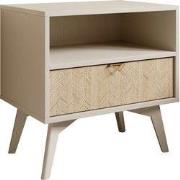 Meubella - Nachtkastje Essence - Beige - Licht eiken