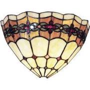 Lumilamp Wandlamp Tiffany 30x14x20 cm Beige Bruin Glas Roos