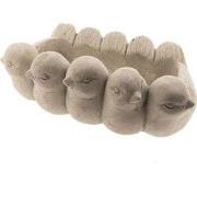 Clayre & Eef Bloempot 31x19x11 cm Grijs Aardewerk Vogels