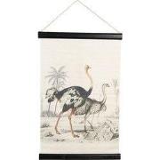 Clayre & Eef Wandkleed 40x2x60 cm Beige Zwart Linnen Struisvogels