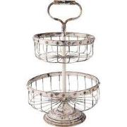 Clayre & Eef Etagère 2 laags Ø 30x50 cm Wit IJzer