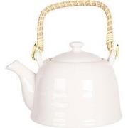 Clayre & Eef Theepot met Filter 800 ml Wit Porselein