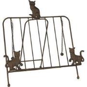 Clayre & Eef Kookboekstandaard 38x25x38 cm Bruin IJzer Katten
