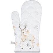 Clayre & Eef Ovenwant 18x30 cm Wit Beige Katoen Hert