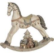 Clayre & Eef Beeld Paard 30x8x27 cm Wit Polyresin