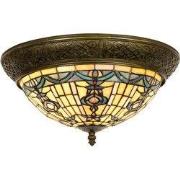 Lumilamp Plafondlamp Tiffany Ø 38x19 cm Beige Blauw Glas
