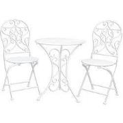 Clayre & Eef Bistroset Bistrotafel Bistrostoel 3-delig Ø 60x70 Wit IJz...