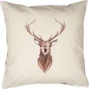 Clayre & Eef Kussenhoes Beige Rood Katoen Hert