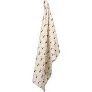 Clayre & Eef Theedoek 50x70 cm Beige Rood Katoen Hert