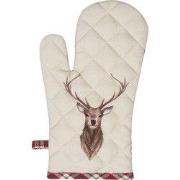 Clayre & Eef Ovenwant 18x30 cm Beige Rood Katoen Hert