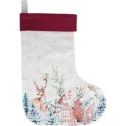 Clayre & Eef Kerstsok 30x40 cm Wit Rood Katoen