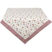 Clayre & Eef Tafelkleed 150x150 cm Rood Wit Katoen Rozen