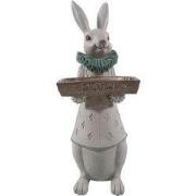 Clayre & Eef Beeld Konijn 15x13x37 cm Wit Polyresin
