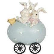 Clayre & Eef Beeld Konijn 10x7x13 cm Blauw Polyresin