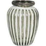 Clayre & Eef Theelichthouder Ø 8x11 cm Wit Glas