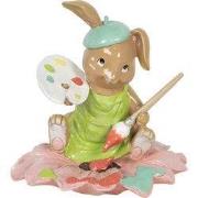 Clayre & Eef Beeld Konijn 15x15x15 cm Bruin Groen Kunststof