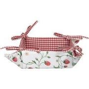 Clayre & Eef Broodmand 35x35 cm Wit Rood Katoen Aardbeien