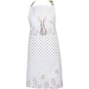 Clayre & Eef Keukenschort 70x85 cm Wit Bruin Katoen Konijn