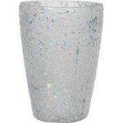 Clayre & Eef Theelichthouder Ø 9x13 cm Wit Glas