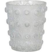 Clayre & Eef Theelichthouder Ø 8x8 cm Wit Glas