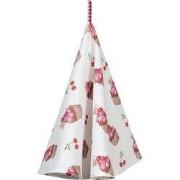 Clayre & Eef Theedoek Ø 80 cm Rood Wit Katoen Cupcakes