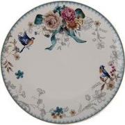 Clayre & Eef Dinerbord Ø 26 cm Wit Roze Porselein Bloemen