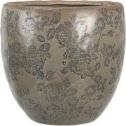 Clayre & Eef Bloempot Ø 20x19 cm Groen Keramiek Bloemen